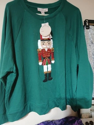 Nutcracker Christmas Sequins Sweatshirt Size XL, Soft Stretch, Long Sleeve - Image 1 of 4