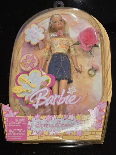 Barbie Spring Scene Easter Doll Pink Flower Glasses Ring Fashion Fever 2005