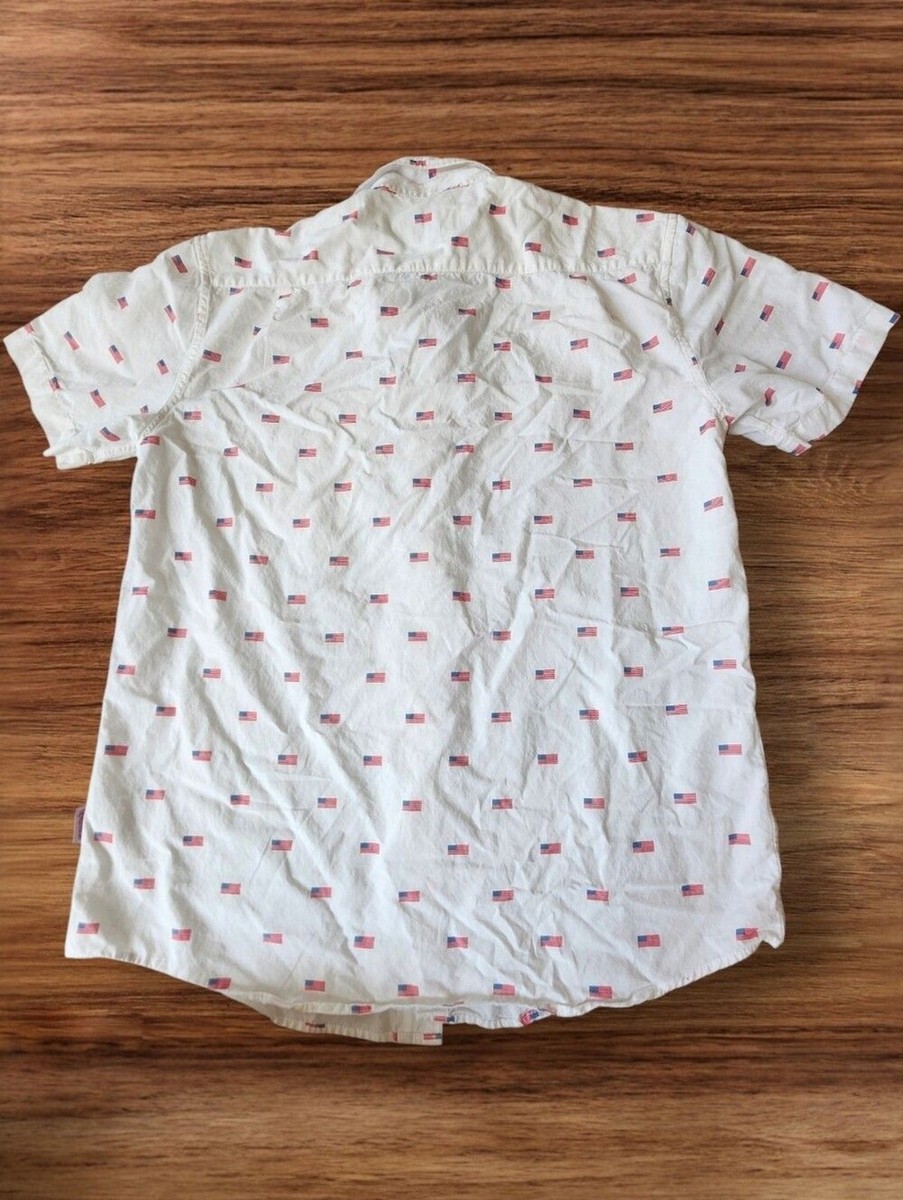 Tipsy Elves USA Grand Ol' Flag White Short Sleeve Button Down Shirt. Sz. L View 2