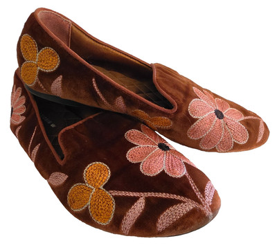 Birdies Shoes Womens Sz 6.5 Rust Velvet Loafers Flats Slip On Quilted