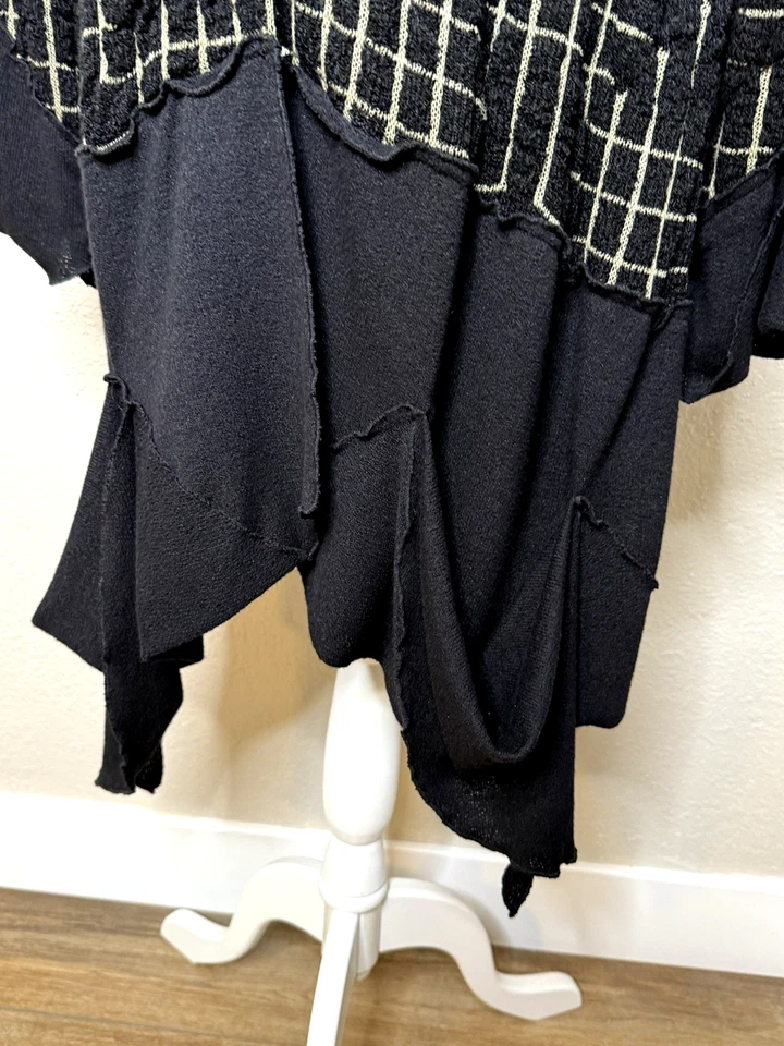 Chaqueta Suéter Cárdigan Transparente Negro Tostado Arrugado Elástico Tejido Boho Alemania Foto 2 de 4