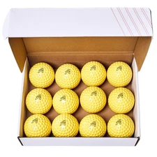 Aero Flight Dimpled Pitching Machine Balls - 1 Dozen Yellow Dimpled Baseballs...