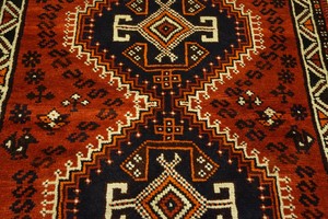Original-Persian-Tribal-Shiraz-Coral-Red-Blue-Brown-Ivory-Simple-Design-Rug-3x5