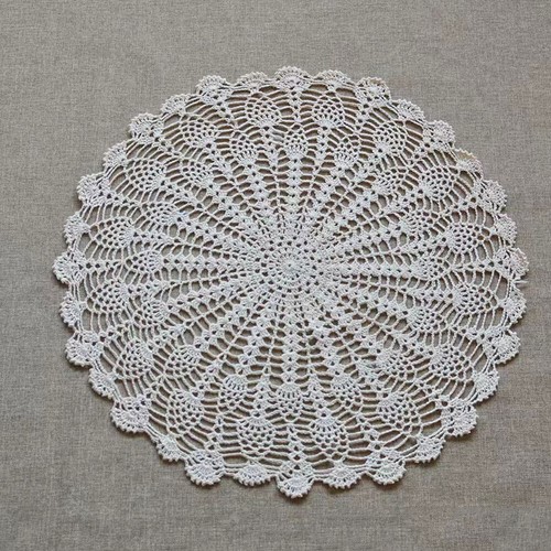 20"-22" Vintage Hand Crochet Lace Doily Flower Tablecloth Round Table Topper Mat - Picture 3 of 23