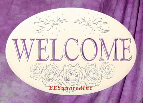 Welcome Sign OVAL Static Cling Window Decal 16x10 Decor for Glass Doors - Picture 5 of 7