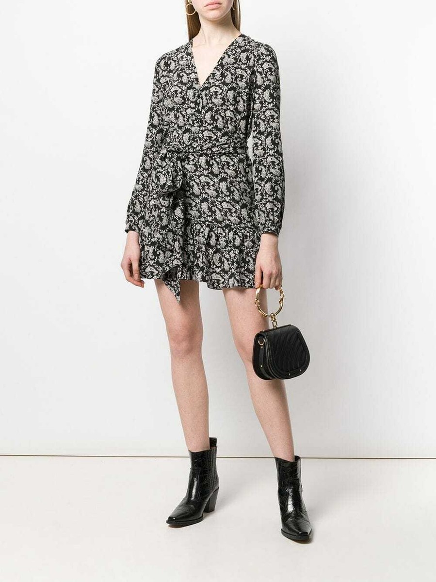 ジャケット Saint Laurent SS25 Cotton tunic 🖤 YSL SAINT LAURENT Black White Bandana Print Silk Ruffle