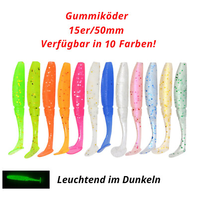 Gummiköder, 50mm/15er Set, Gummiwurm  Forelle, Hech, Zander, TOP!