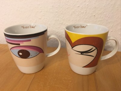 2x Kaffeebecher Tasse Magic Eye Collection Free Time 2 Motive GUTER ZUSTAND
