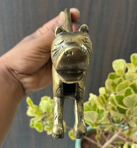 Old Vintage Brass Lion Shape Rare Padlock With Long Key - Picture 4 of 11
