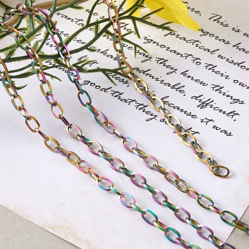 16.4 Feet Stainless Steel Cable Chains Unwelded Colorful Necklace Link 6.5x3.5mm - Picture 7 of 7