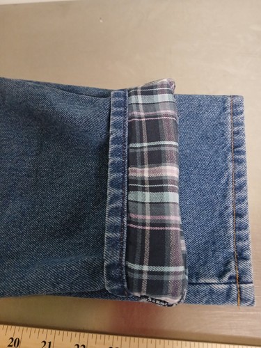 L.L. Jeans donna Bean 8 Petite Double L-RELAXED fit blu foderato in flanella nuovo con etichetta - Foto 9 di 13
