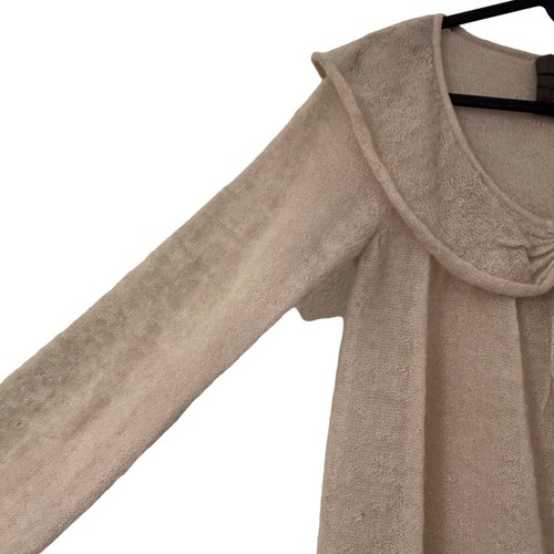 Guinevere Beige Wool Mohair One Button Lightweight Cardigan Sweater XS - Picture 2 of 6