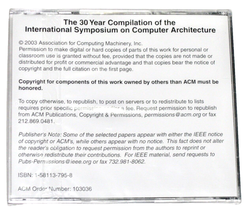 30 YEAR COMPILATION OF THE INTERNATIONAL SYMPOSIUM ON COMPUTER ARCHITECTURE CD - Picture 2 of 2