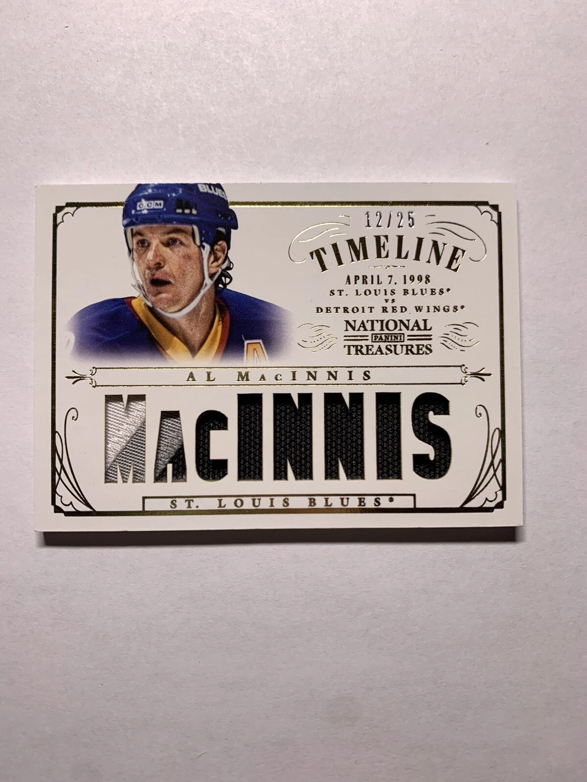 AL MacINNIS 2013-14 Panini National Treasures Timeline Jersey /25