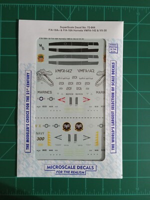1/72 844 Microscale F/A-18A Hornet VX-30 VMFA-142 decal for Hasegawa Academy