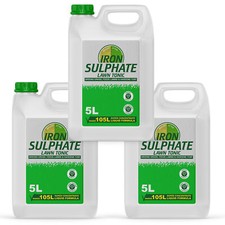 Iron Sulphate Liquid 3x5L Ferrous Miracle Grass Turf Lawn Tonic Feed Fertiliser 1.27 per litre