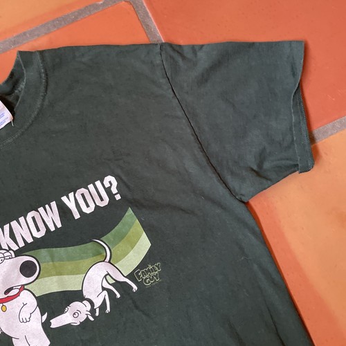 Vtg M&O Knits Mens L Green T Shirt Family Guy Do I Know You 2003 Y2K Cartoon - Picture 9 of 24