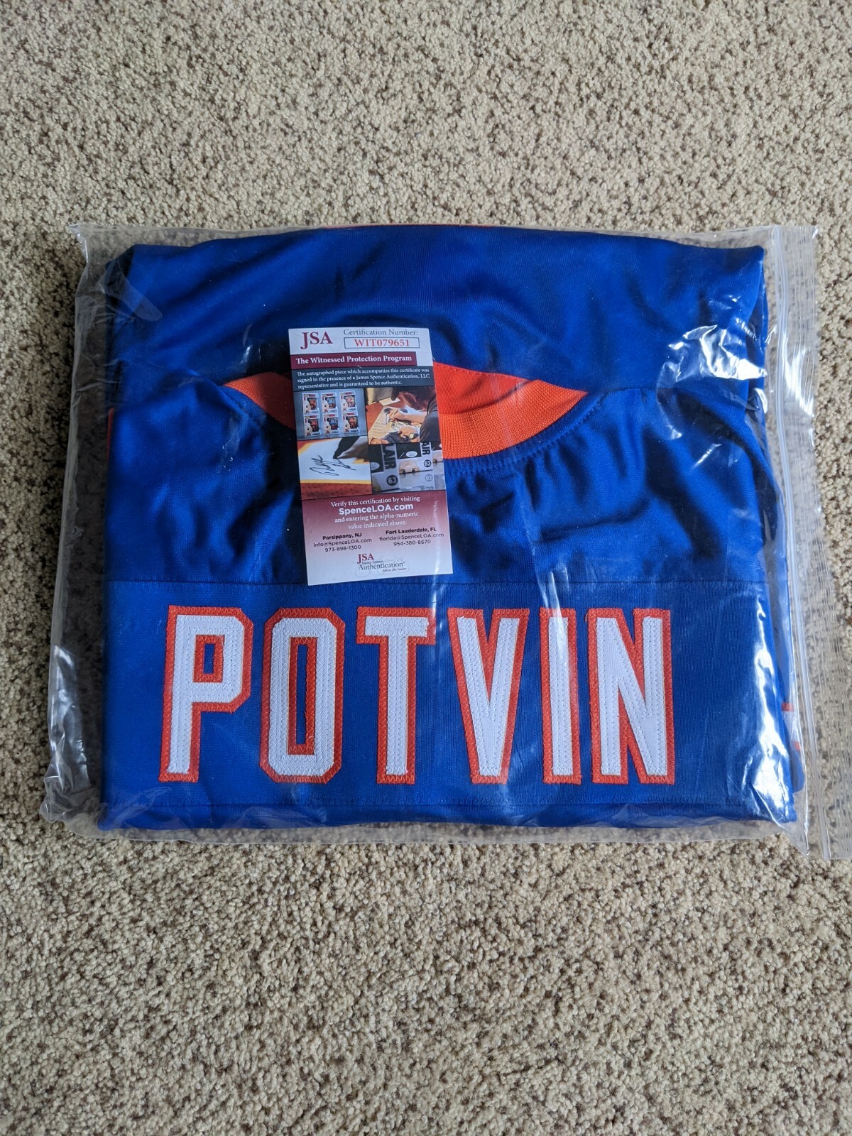 Dennis Potvin Autographed/signed Jersey JSA COA New York 