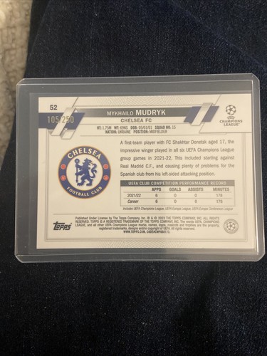 2022-23 Topps Chrome UCL CC Mykhailo Mudryk Pink Shimmer SP Rookie #/250 Chelsea - Picture 2 of 2