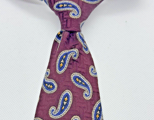 Corbata de seda Robert Talbott para hombre borgoña cachemira jacquard 3,5" ancho x 60" l EE. UU. - Imagen 1 de 6