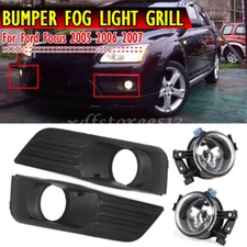 Front Bumper Fog Lights Cover Grille & Lamp Kits For Ford Focus 2005 2006 2007