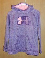 UNDER ARMOUR Cold Gear Girls YXL Loose Purple Heather Pullover Hoodie Sweatshirt