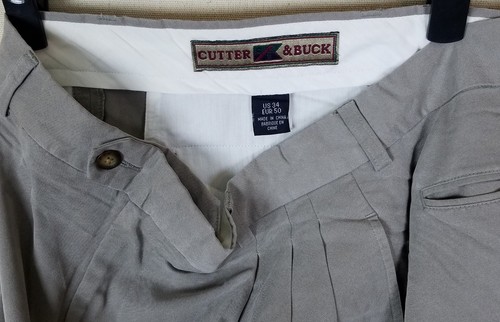 CUTTER & BUCK Mens Gray RAYON & POLY Pleat Cuffed Dress Slacks Pants 34 / 29 - Picture 4 of 4