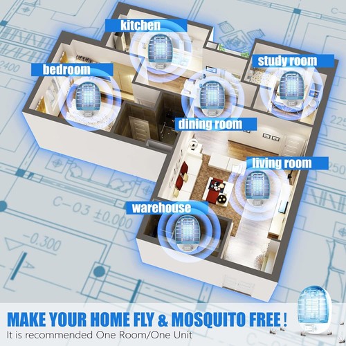 Bug Zapper Indoor, Fly Trap for Indoors, Electronic Mosquitoes Killer, (2 Packs) - Picture 7 of 12