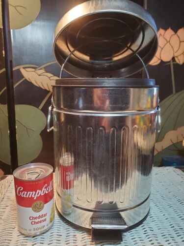 Round Step Trash Can 5 Liter / 1.3 Gallon Galvanized Steel Stainless Steel Bathr