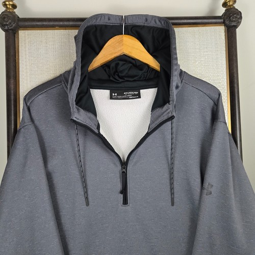 UNDER ARMOUR Size 4XL 1/2 Zip Fleece Lined Hooded Sweatshirt Hoodie ColdGear - Picture 3 of 14