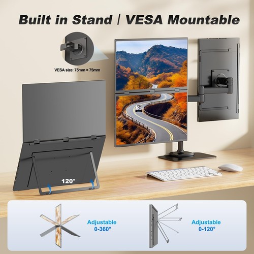 18,5" Dual-Monitor 1080P 100Hz Hochauflösend | Faltbar&Tragbar | VESA-Bildschirm - Bild 5 von 7