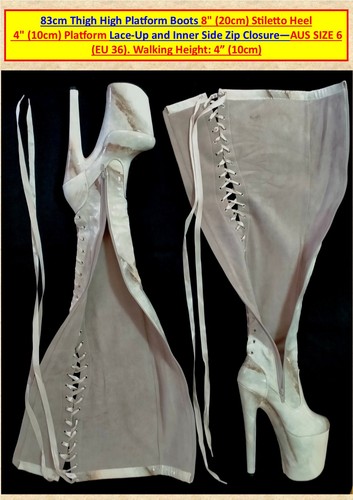 83cm Thigh High Platform Boots with 8" (20cm) Stiletto Heels Size 6 (EU36) - Picture 6 of 13