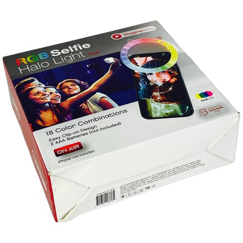 Selfie Ring Light Halo Cell Phone Clip RGB LED On Design 18 Light Settings NEW - 第 5/12 張圖片