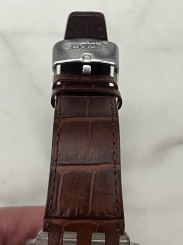 Orologio Swatch Traccia Destra Marrone SVGK408 Diaphane Cronografo Automatico Raro - Foto 2 di 4