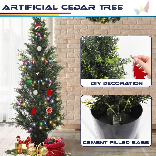 2 Packs Christmas Tree with Pot Bushy Artificial Tree Festive Home Decor 4/5/6ft - Picture 60 of 113