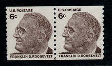 Scott 1305 Coil Pair 6 cent Franklin Roosevelt MNH L1