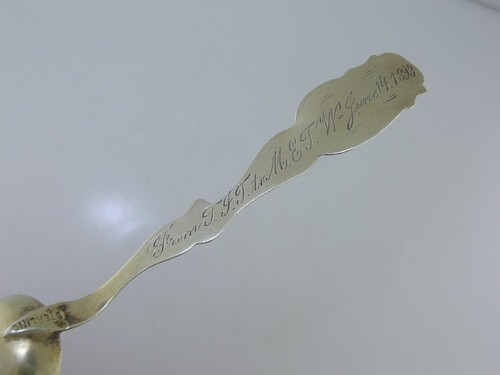 Sterling Souvenir Spoon Enamel Floral Vermeil ATLANTIC CITY Lighthouse c1893 - Picture 5 of 8