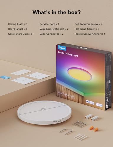 Smart Ceiling Light, RGBIC LED Ceiling Light Fixture, 2400LM Flush Mount Light F - Picture 9 of 12