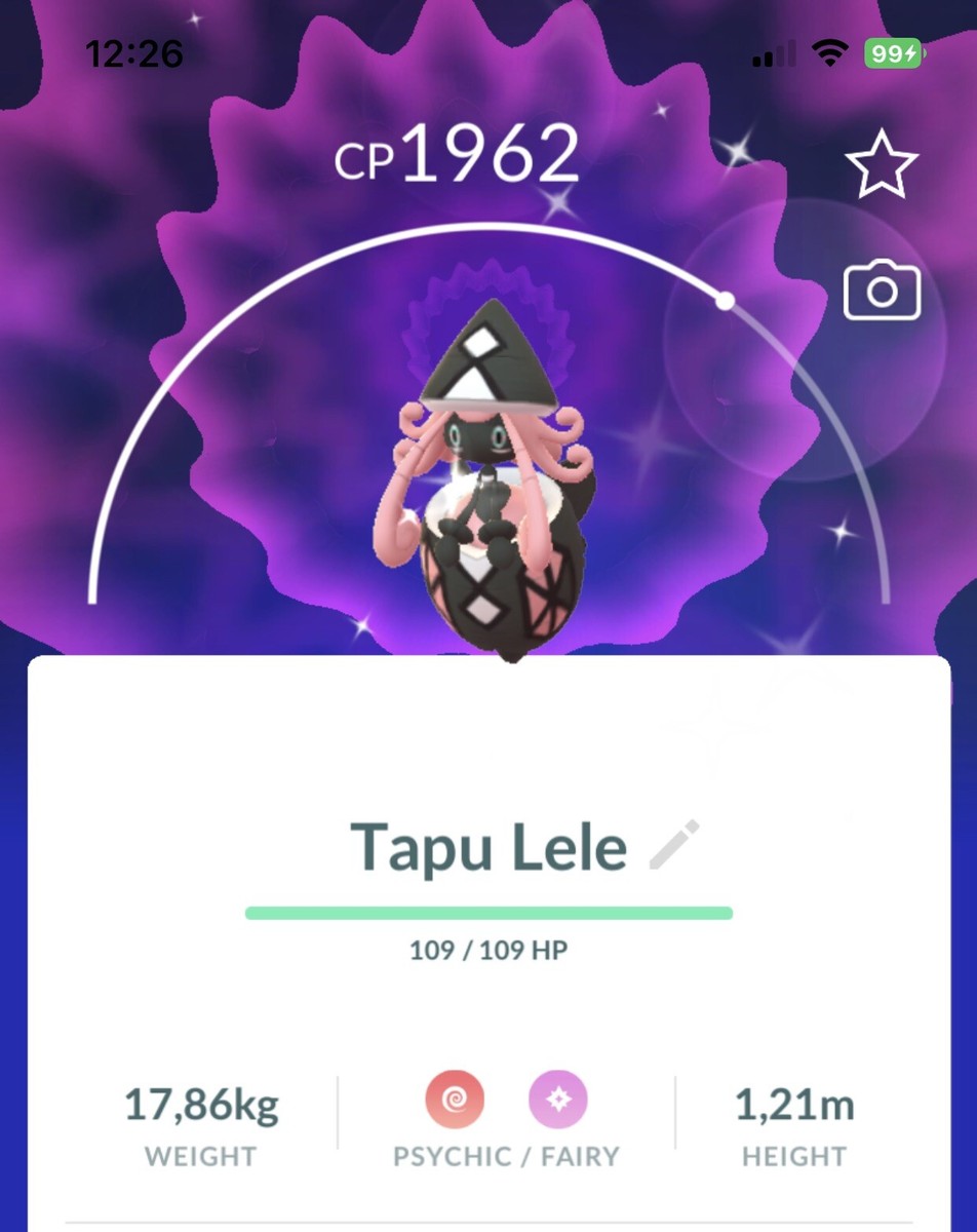 Shiny Tapu Lele Pokemon Gen7 Go same/30 Day Pokémon Ultra league Alola  Legendary