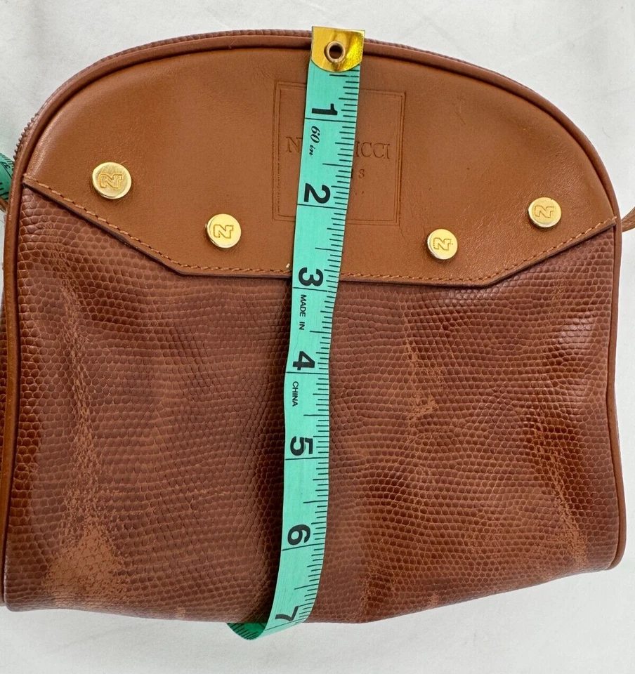 De Colección Nina Ricci Paris Coñac Marrón Cuero Mensajero Bandolera Bolso de Mano Cartera Foto 3 de 4