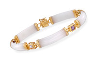 Ross-simons 1.40cttw Multi-stone White Jade Bar Bracelet 14kt Gold Over Sterling Ross-simons 1.40cttw Multi-stone White Jade Bar Bracelet 14kt Gold Over Sterling
