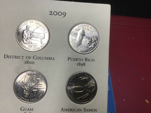 2009-P or D WASHINGTON DC AND US TERRITORIES QUARTER 6 COIN SET UNCIRCULATED - Picture 2 of 3