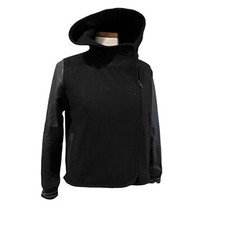 Nike Womens Blacked Out Wool Leather Destroyer Jacket M Hooded Rare!! Large