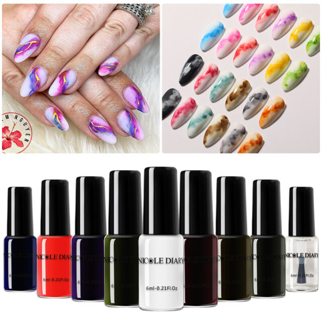 NICOLE DIARY Gradient Watercolor Ink Blooming Nail Polish Marble Nail Varnish NICOLE DIARY Gradient Watercolor Ink Blooming Nail Polish Marble Nail Varnish