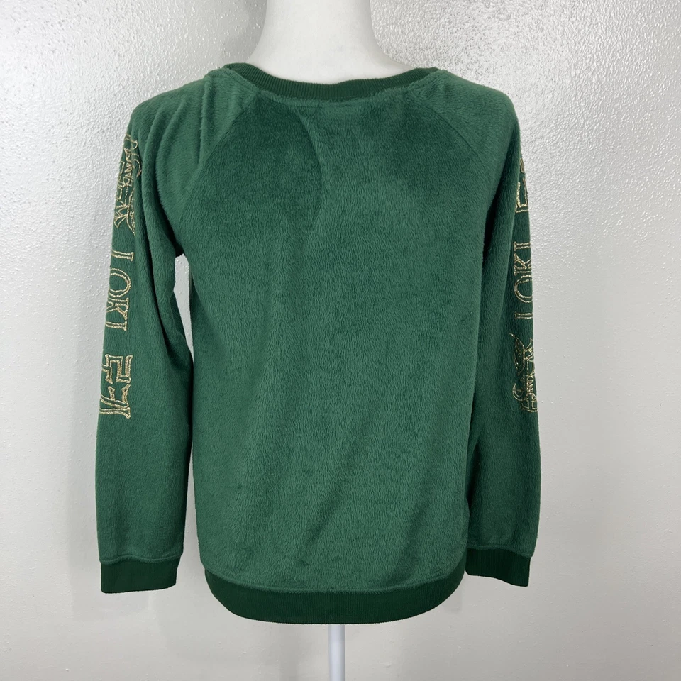 Marvel Loki Sweater Women Small Green Gold Pullover Fleece Thor Sleepwear Pjammy - Image 3 of 4