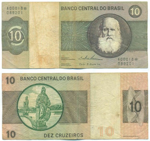 BRAZIL NOTE 10 CRUZEIROS (1974) REPLACEMENT P 193r2