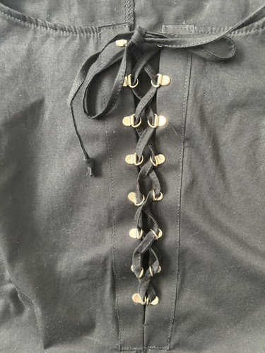 Christina Ferrari Fisico size M NWT Black slim fit dress gold details tie neck - Picture 12 of 12