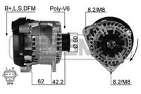 ERA Lichtmaschine Generator 124A 14V FüR Ford Tourneo Connect 1.8 Di