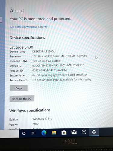 NUEVO DELL LATITUDE 5430/PANTALLA TÁCTIL/14”/i7-1265U/16GB/256GB SSD - Imagen 7 de 8