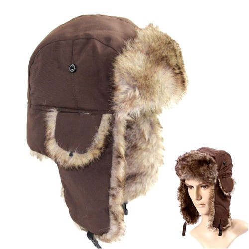 Men's Aviator Trapper Hat Cap Ushanka Russian Cossack Faux Rabbit Fur Winter #TL - Picture 26 of 57